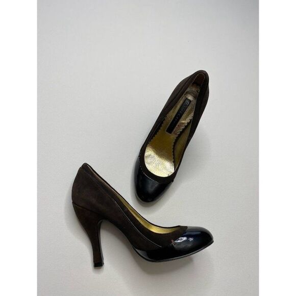 LOVELY PEOPLE Brown Pumps Sz 8 Suede Patent - Picture 5 of 7